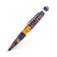 Подарочная письменная ручка «Маяк» из капа берёзы с янтарём