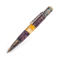 Подарочная письменная ручка «Моряк» из капа берёзы с янтарём