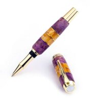 Подарочная письменная ручка «Стиль» из капа берёзы с янтарём