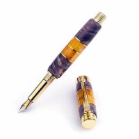Позолоченная перьевая ручка «Люкс» из капа берёзы и янтаря