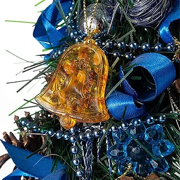 Ёлочная игрушка «Колокольчик» из янтаря для украшения Новогодней ёлки