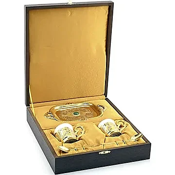 Подарочный кофейный набор «Малахитовый» на подносе