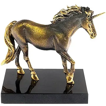 Бронзовая статуэтка «Единорог» на подставке из долерита