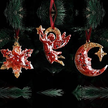 Подарочный набор из 3-х ёлочных игрушек «Рождество» (коралл) в подарок к новому