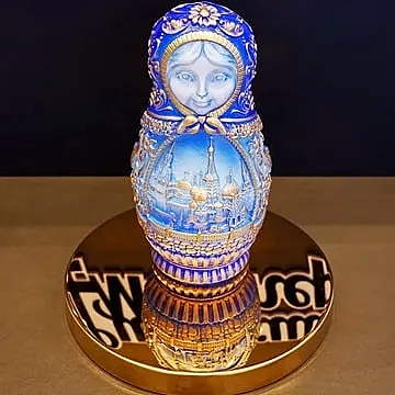 Сувенирная «Зимняя Матрёшка» с золотистой росписью