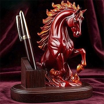 Подставка для ручек «Огненная Лошадка» в подарок руководителю как символ 2026 года
