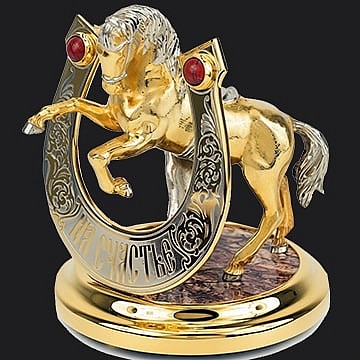 Сувенирная статуэтка «Лошадка с подковой» на яшме