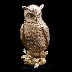 Позолоченная фигурка «Мудрый филин» на камне обсидиан