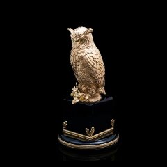 Позолоченная фигурка «Мудрый филин» на камне обсидиан
