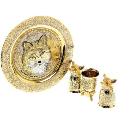 Декоративная тарелка «Лиса» с тремя стопками перевертышами