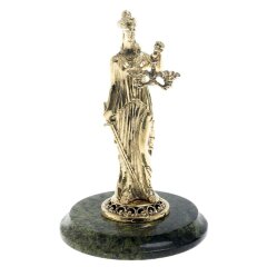 Позолоченная статуэтка «Фемида» на камне из баженовского змеевика в подарок юристу