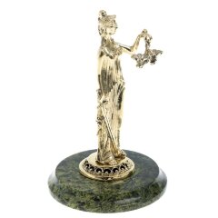 Позолоченная статуэтка «Фемида» на камне из баженовского змеевика в подарок юристу