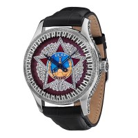 Серебряные мужские часы «POBEDA» с бриллиантами