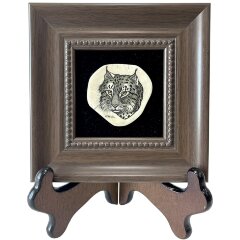 Оригинальная картина ручной работы «Рысь» на бивне мамонта