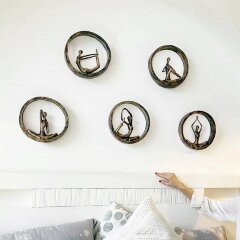 Настенный набор фигурок для декора «Йога» бронзового цвета