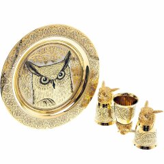 Декоративная тарелка «Филин» с тремя стопками перевертышами