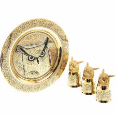 Декоративная тарелка «Филин» с тремя стопками перевертышами