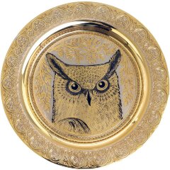 Декоративная тарелка «Филин» с тремя стопками перевертышами