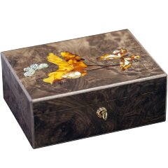 Подарочная шкатулка «Цветок» из корня ореха и янтаря