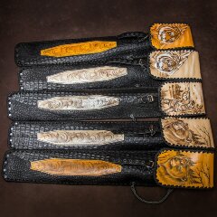 Кожаный футляр для шампуров «Походный» с рисунком