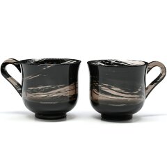 Подарочная кофейная пара чашек «Ночь» из обсидиана