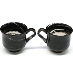 Подарочная кофейная пара чашек «Ночь» из обсидиана