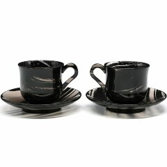 Подарочная кофейная пара чашек «Ночь» из обсидиана