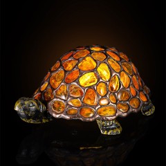 Интерьерная лампа ночник «Черепашка» с янтарным абажуром