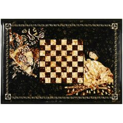 Шахматный гарнитур «Самураи» из морёного дуба и янтаря