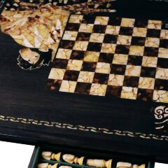 Шахматный гарнитур «Самураи» из морёного дуба и янтаря