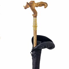 Резная трость ручной работы «Носорог» со скрытым клинком