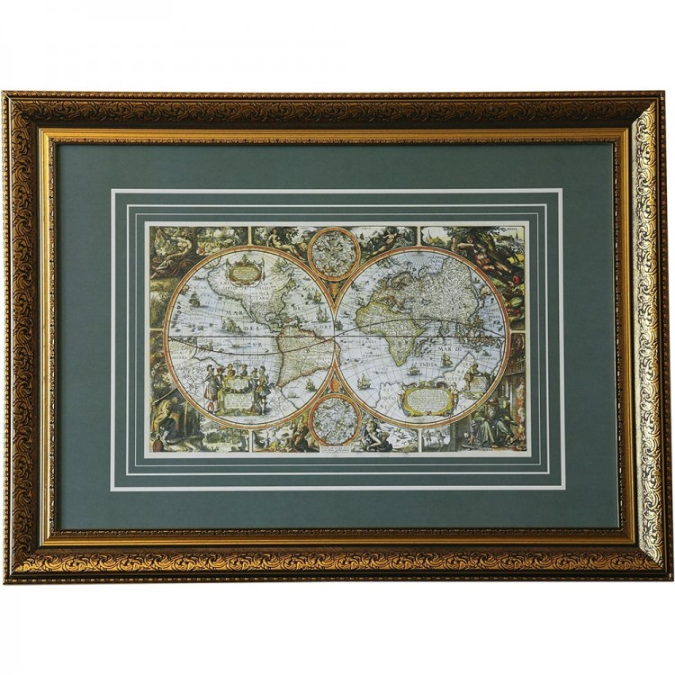 Копия старинной географической карты «Большая карта мира» 1683 г.