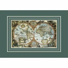 Старая карта в античном багете «Большая карта мира» 1683 г. (копия)