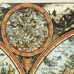 Старая карта в античном багете «Большая карта мира» 1683 г. (копия)