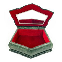 Подарочная шкатулка из змеевика «Корона» для украшений с зеркалом