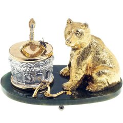 Подарочная медовница «Медведь» на нефрите в футляре