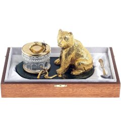 Подарочная медовница «Медведь» на нефрите в футляре