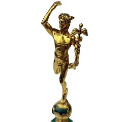 Бронзовая статуэтка «Меркурий» на камне малахит в подарок бизнесмену — символ удачи