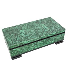 Плоская шкатулка «Стандарт» из горных минералов (уральский малахит, долерит)