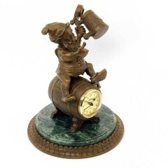 Бронзовая фигурка с часами «Гном пивник» в подарок пивовару