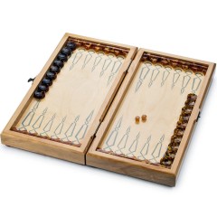 Нарды деревянные маркетри «Герб РФ» с янтарным декором