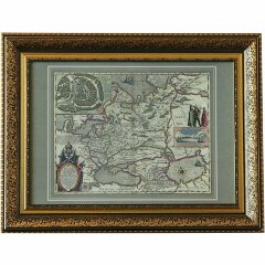 Старая карта в античном багете «Карта России» 1614 г. (копия)
