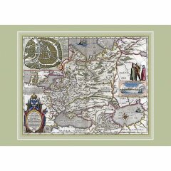 Старая карта в античном багете «Карта России» 1614 г. (копия)