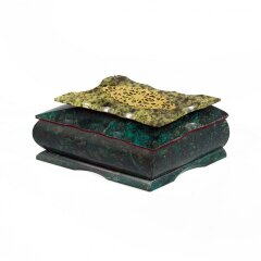 Подарочная шкатулка из змеевика «Ромб» для украшений с зеркалом