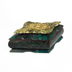 Подарочная шкатулка из змеевика «Ромб» для украшений с зеркалом