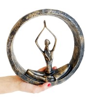 Настенная фигурка йоги для декора «Лотос» бронзового цвета