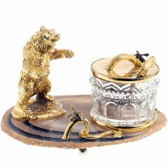 Подарочная медовница «Медведь» на агате в футляре