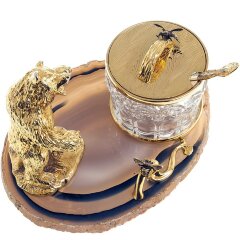 Подарочная медовница «Медведь» на агате в футляре