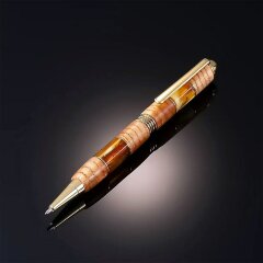 Подарочная письменная ручка «Elegant» из капа карельской берёзы и янтаря