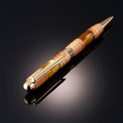 Подарочная письменная ручка «Elegant» из капа карельской берёзы и янтаря